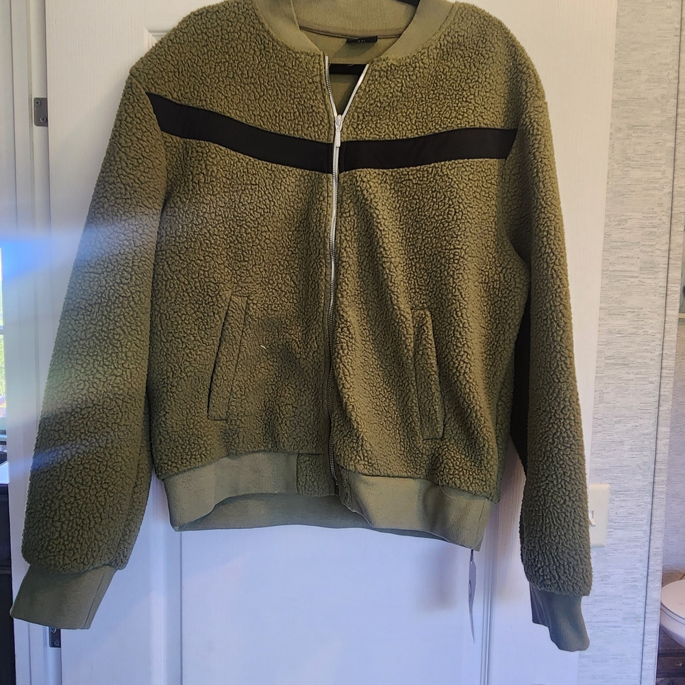Zyia Olive Green Sherpa Bomber Jacket